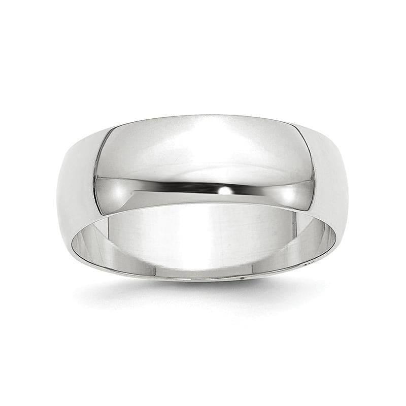 14K White Gold 7mm Lightweight Half Round Band - Seattle Gold Grillz