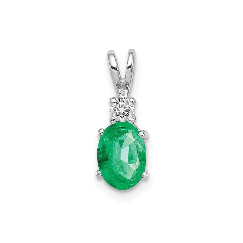 14k White Gold 7x5mm Oval Emerald VS Diamond pendant - Seattle Gold Grillz