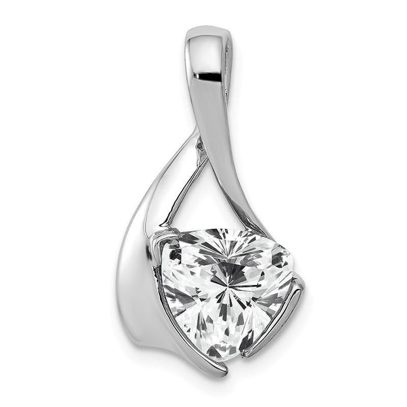 14k White Gold 8mm Cubic Zirconia pendant - Seattle Gold Grillz