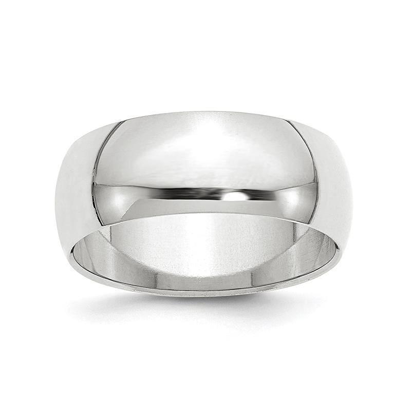 14k White Gold 8mm Half-Round Band - Seattle Gold Grillz