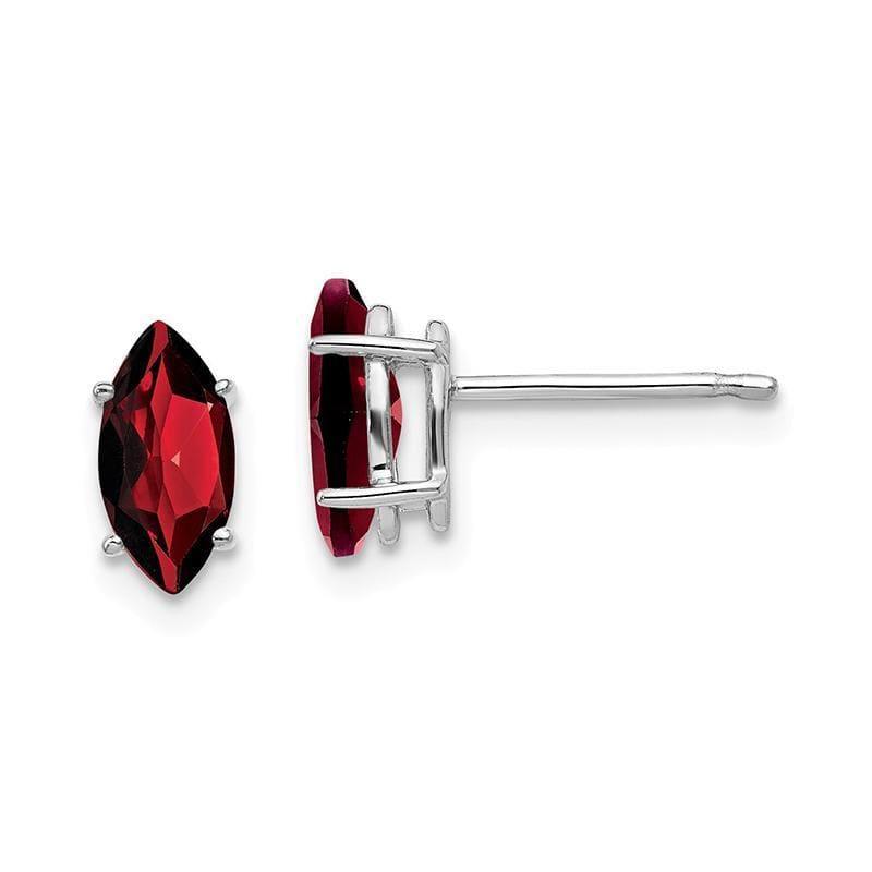 14k White Gold 8x4mm Garnet Marquise Stud Earring - Seattle Gold Grillz