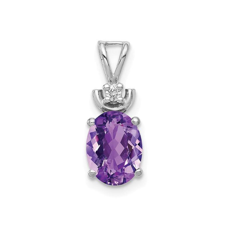 14k White Gold 8x6mm Oval Amethyst VS Diamond pendant - Seattle Gold Grillz