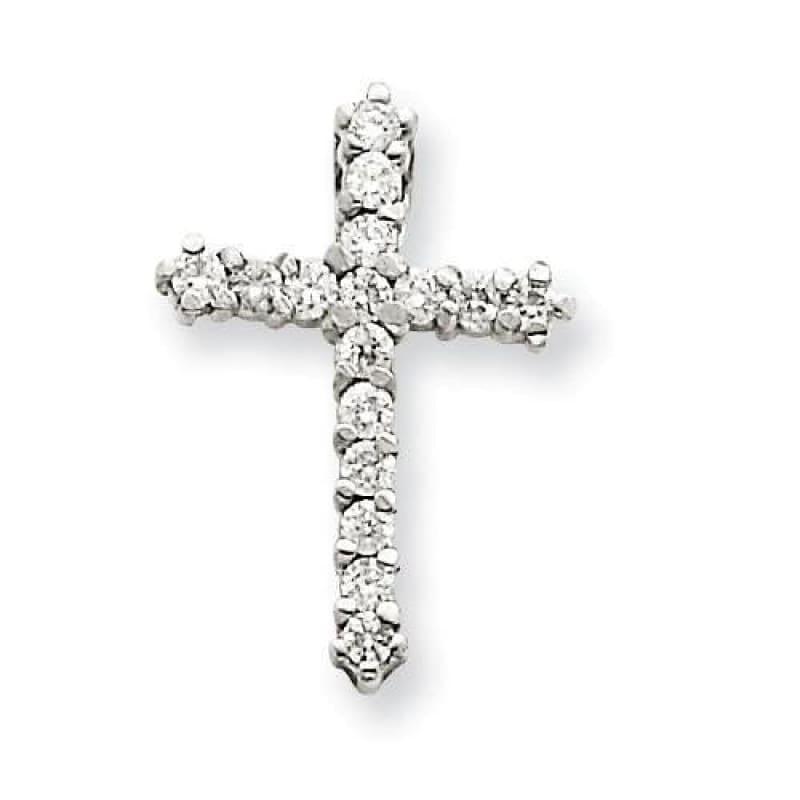 14k White Gold AA Diamond Cross Pendant - Seattle Gold Grillz