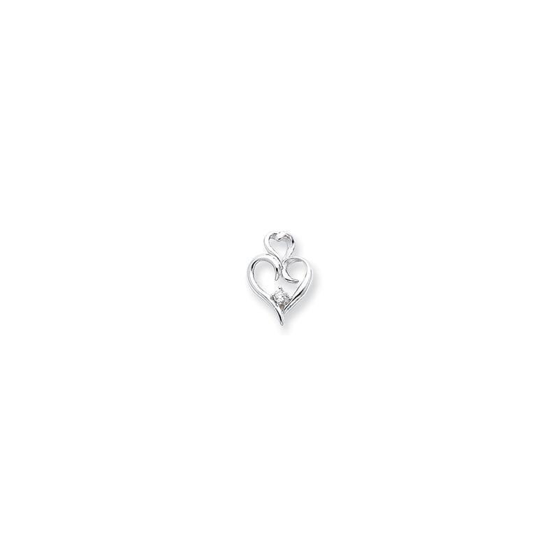 14k White Gold AAA Diamond heart pendant - Seattle Gold Grillz