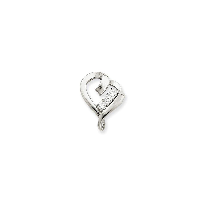 14k White Gold AAA Diamond heart pendant - Seattle Gold Grillz