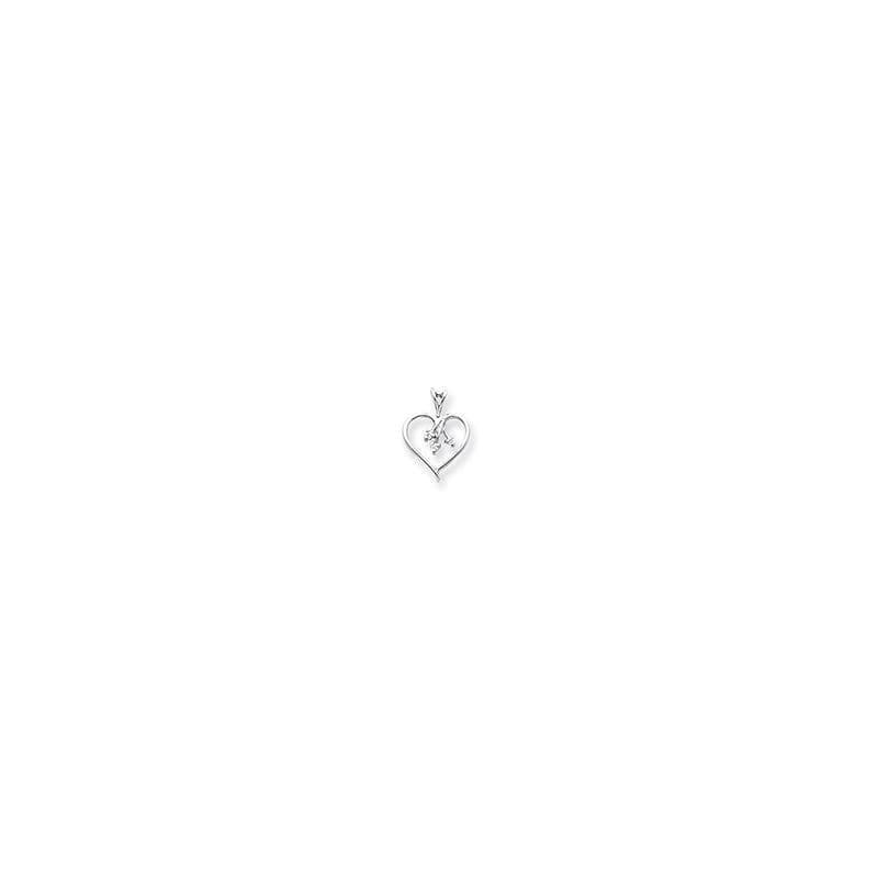 14k White Gold AAA Diamond heart pendant - Seattle Gold Grillz