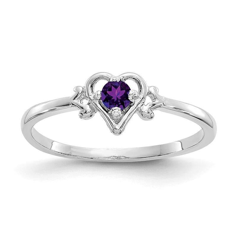 14K White Gold Amethyst Birthstone Heart Ring - Seattle Gold Grillz