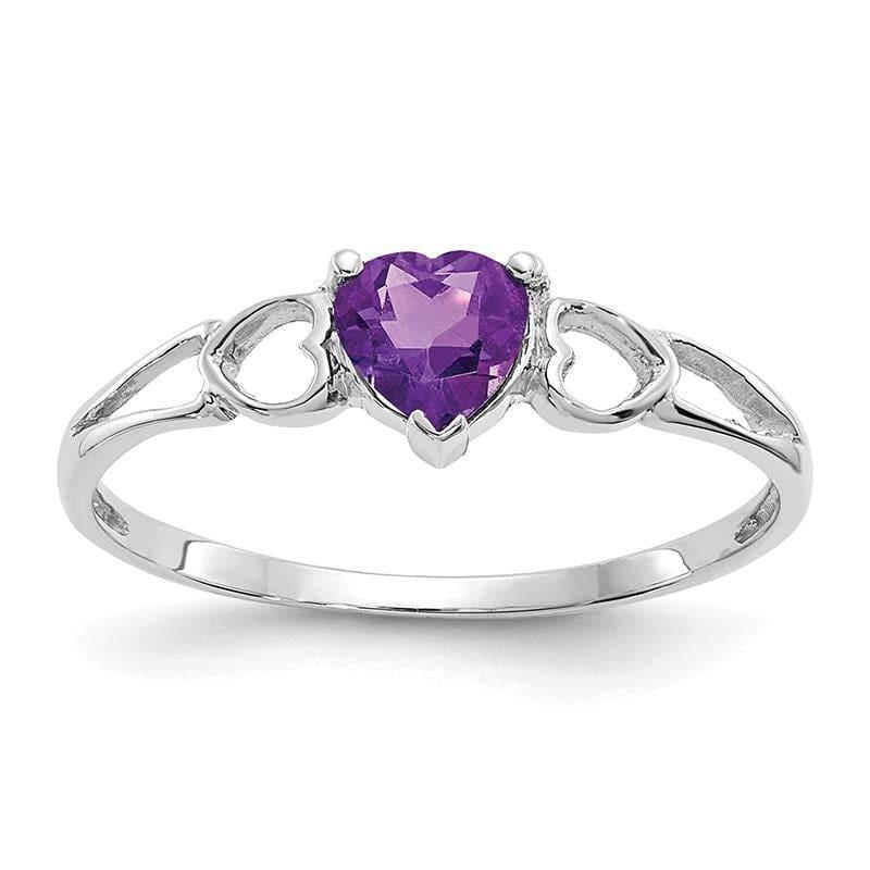 14k White Gold Amethyst Birthstone Ring - Seattle Gold Grillz