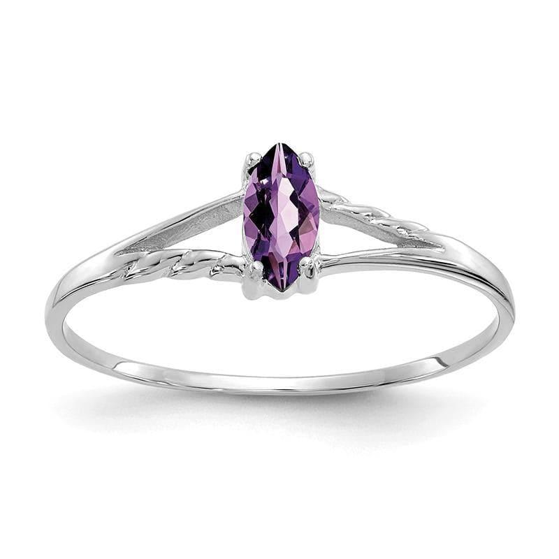 14k White Gold Amethyst Birthstone Ring - Seattle Gold Grillz