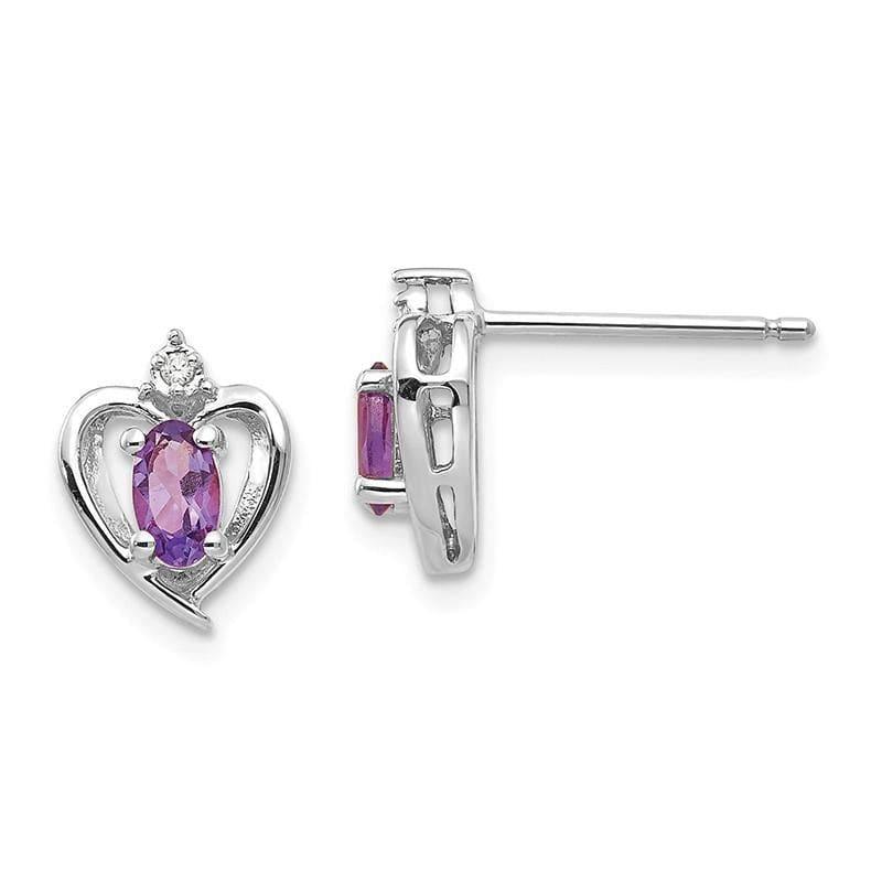 14k White Gold Amethyst Diamond Earring - Seattle Gold Grillz