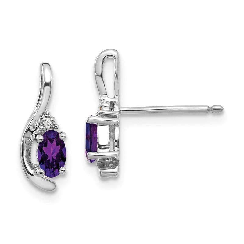 14k White Gold Amethyst Diamond Earring - Seattle Gold Grillz