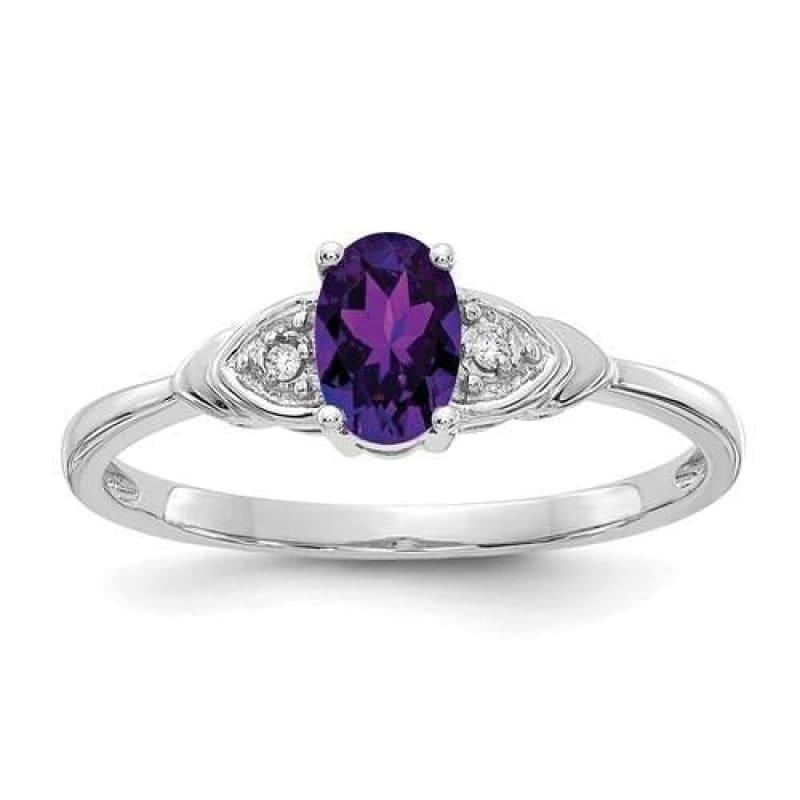 14k White Gold Amethyst Diamond Ring - Seattle Gold Grillz