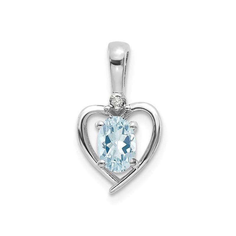 14k White Gold Aquamarine Diamond Pendant - Seattle Gold Grillz