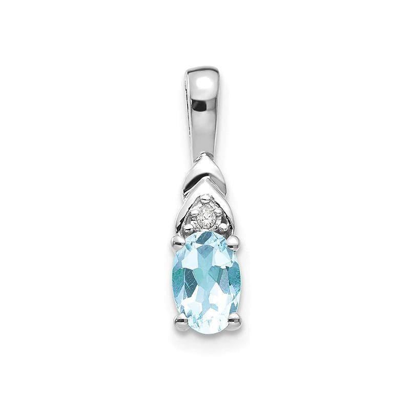 14k White Gold Aquamarine Diamond Pendant - Seattle Gold Grillz