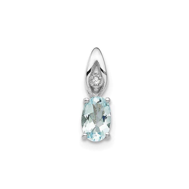 14k White Gold Aquamarine Diamond Pendant - Seattle Gold Grillz