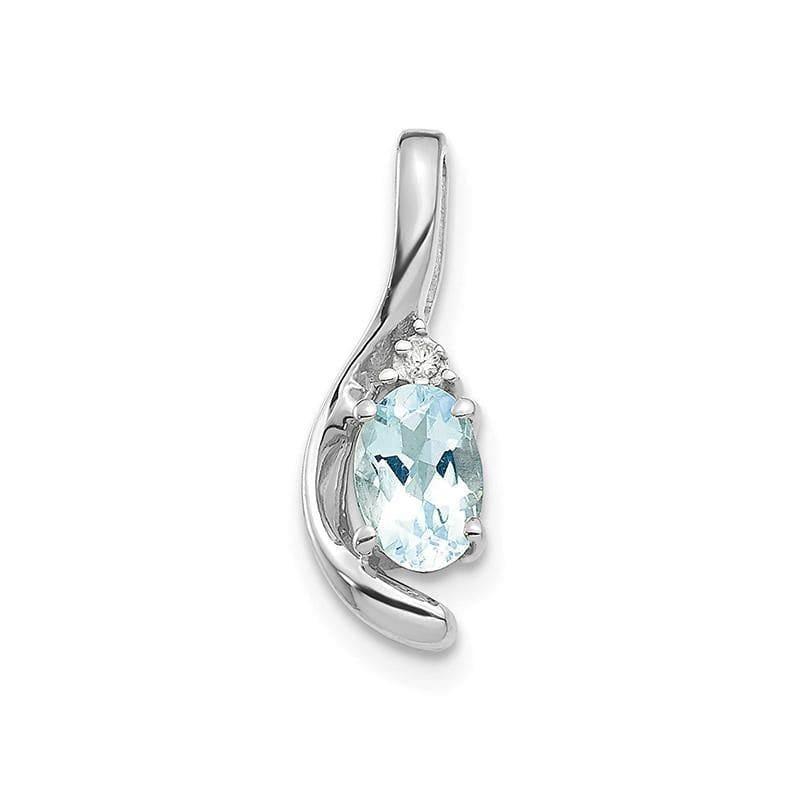 14k White Gold Aquamarine Diamond Pendant - Seattle Gold Grillz