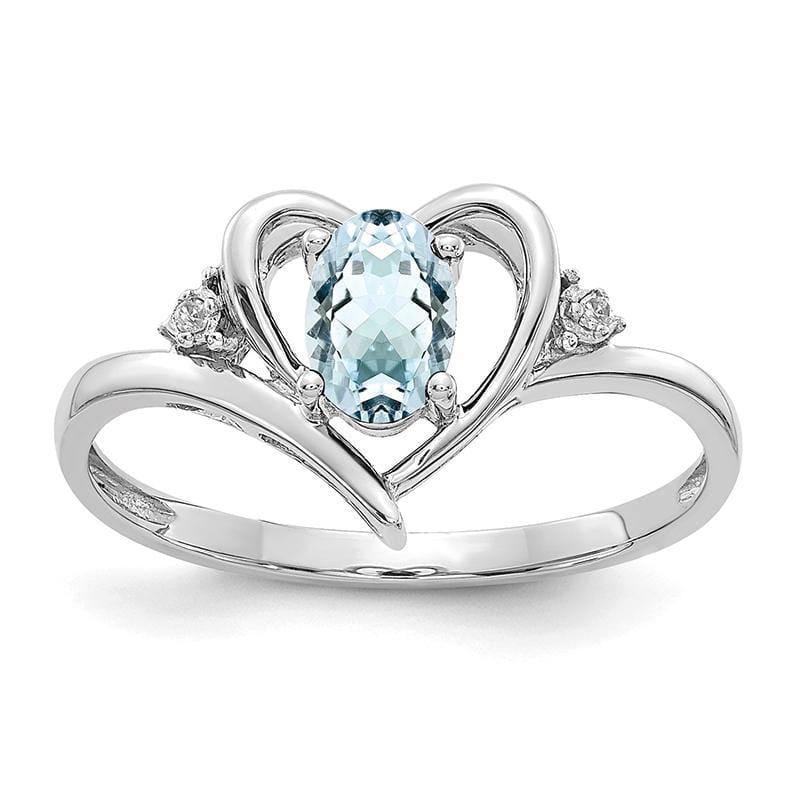 14k White Gold Aquamarine Diamond Ring - Seattle Gold Grillz