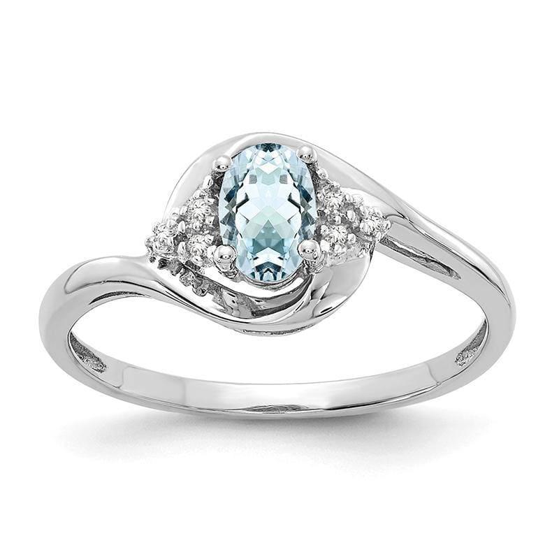 14k White Gold Aquamarine Diamond Ring - Seattle Gold Grillz