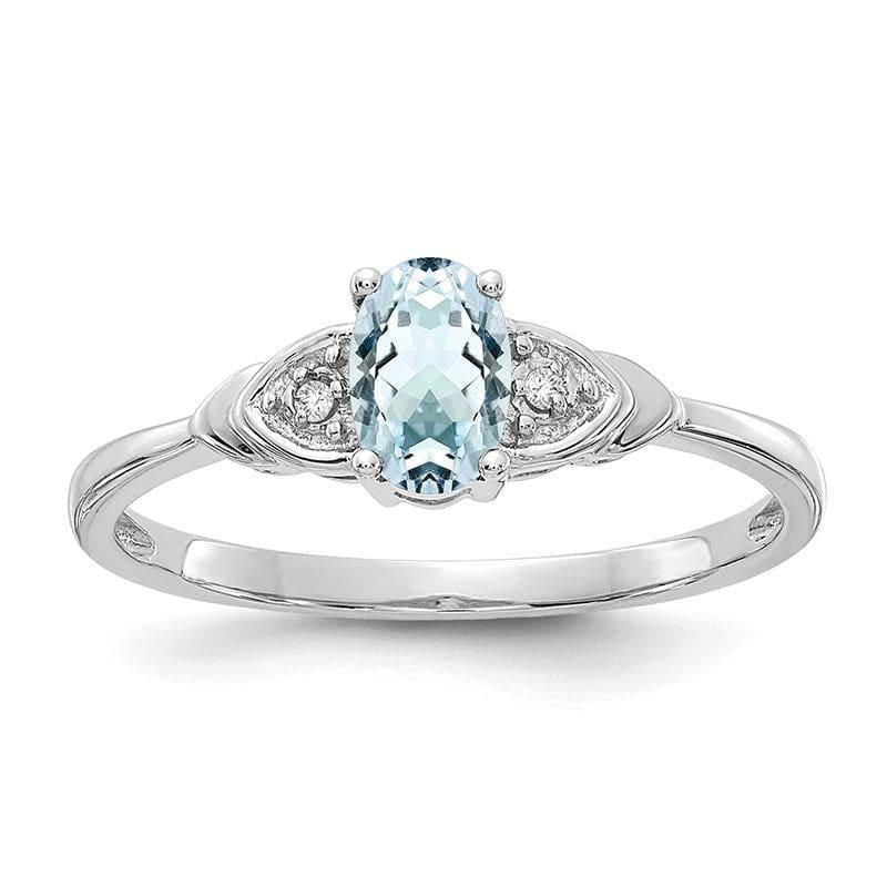 14k White Gold Aquamarine Diamond Ring - Seattle Gold Grillz