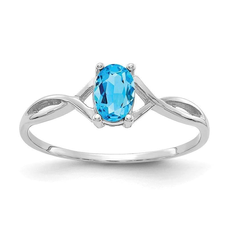 14k White Gold Blue Topaz Birthstone Ring - Seattle Gold Grillz