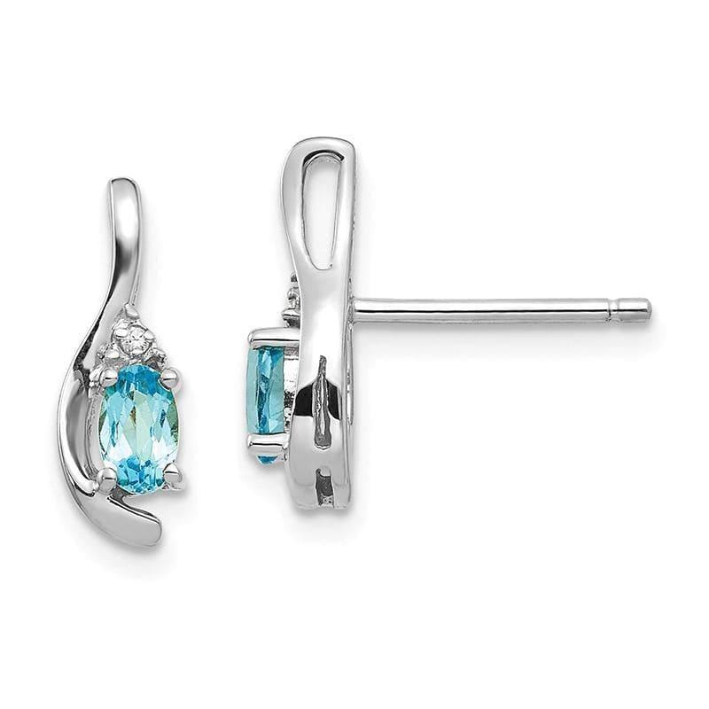 14k White Gold Blue Topaz Diamond Earring - Seattle Gold Grillz