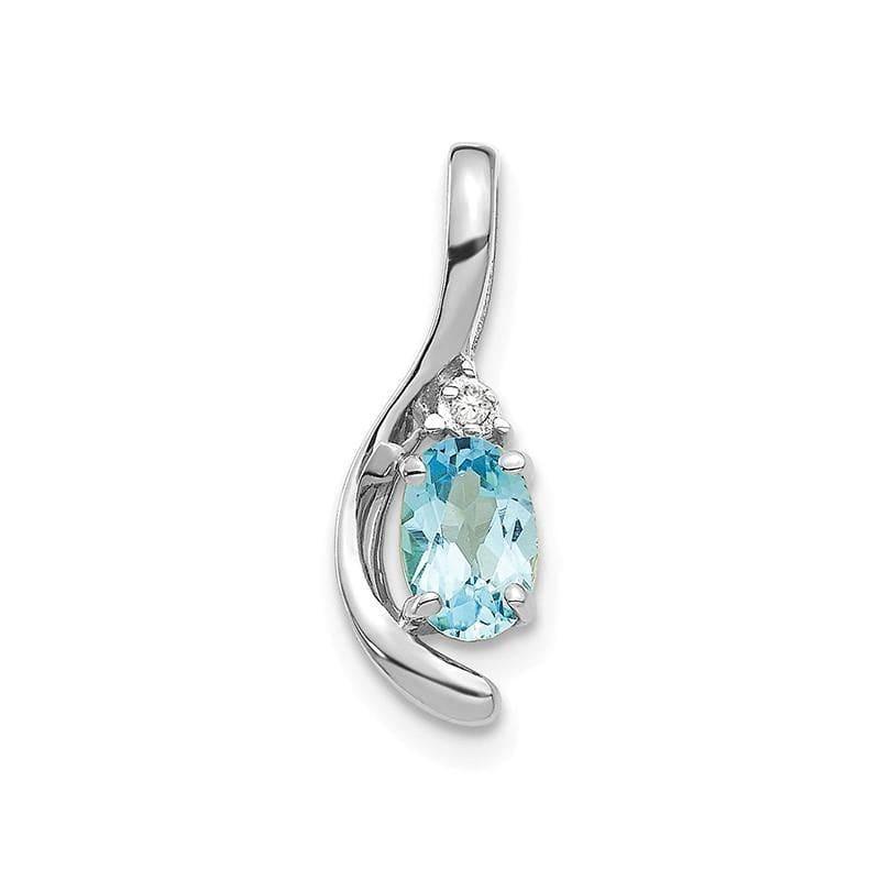 14k White Gold Blue Topaz Diamond Pendant - Seattle Gold Grillz