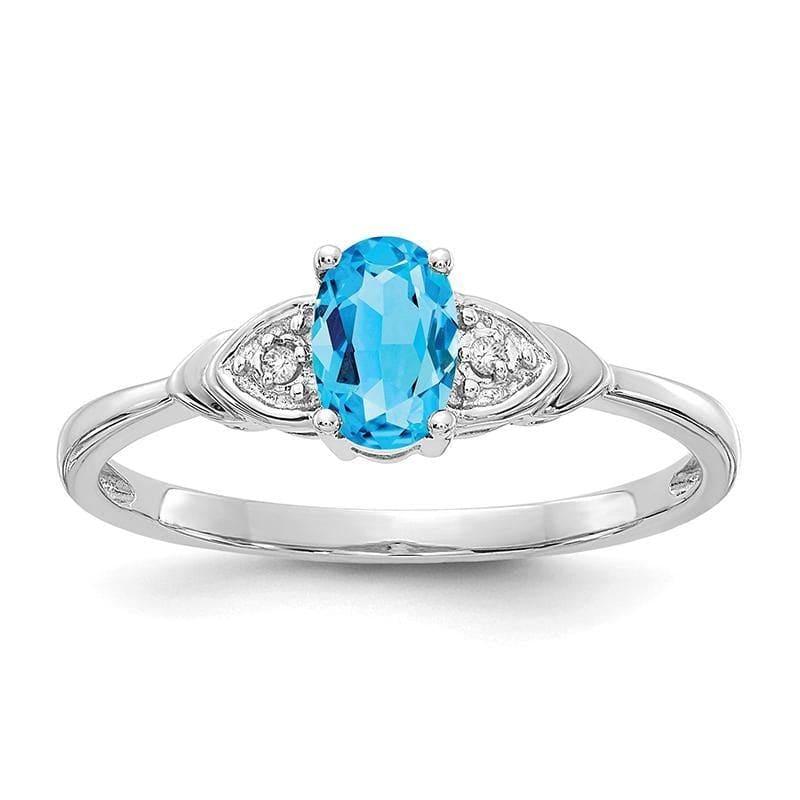 14k White Gold Blue Topaz Diamond Ring - Seattle Gold Grillz