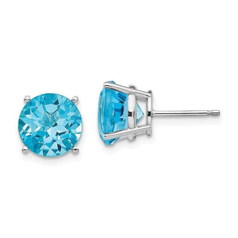 14k White Gold Blue Topaz Round Stud Earrings - Seattle Gold Grillz