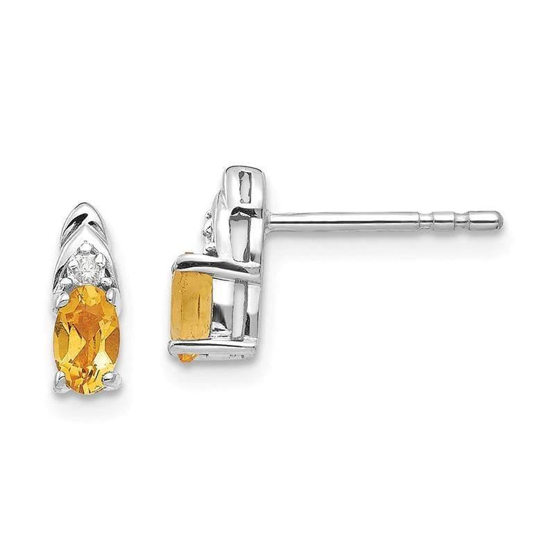 14k White Gold Citrine Diamond Earring - Seattle Gold Grillz