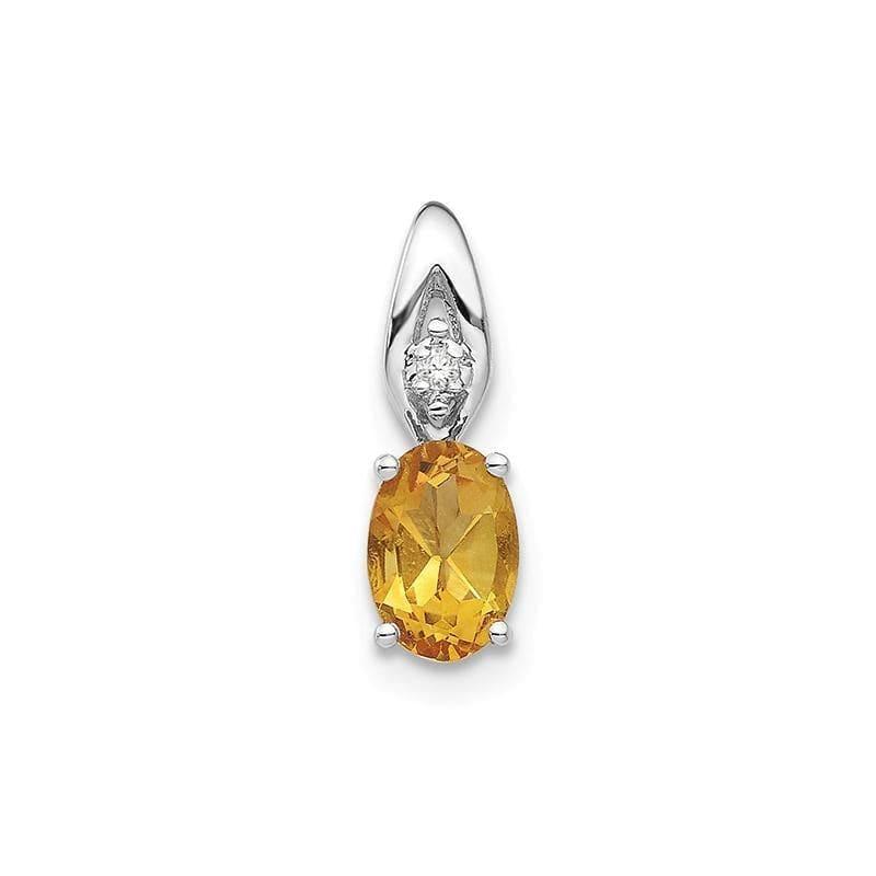 14k White Gold Citrine Diamond Pendant - Seattle Gold Grillz