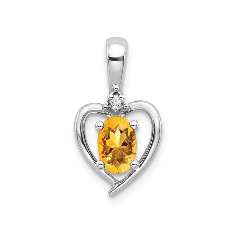 14k White Gold Citrine Diamond Pendant - Seattle Gold Grillz