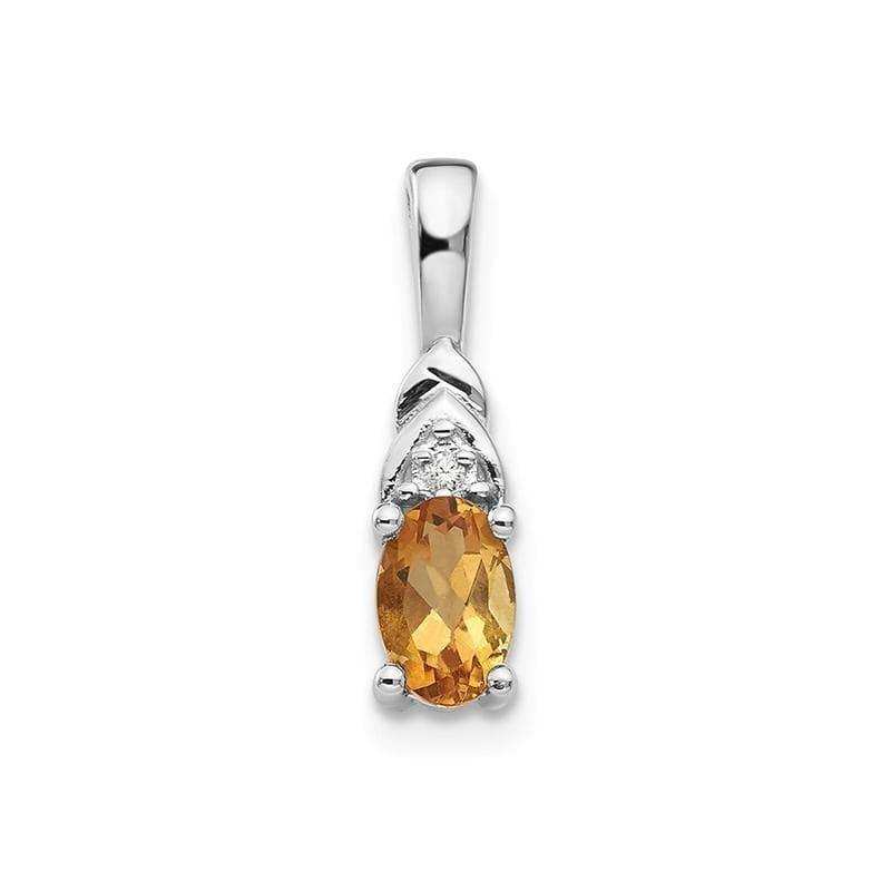 14k White Gold Citrine Diamond Pendant - Seattle Gold Grillz