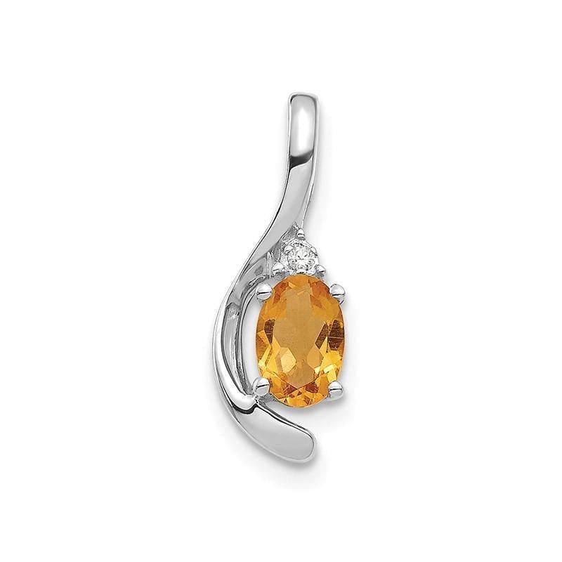 14k White Gold Citrine Diamond Pendant - Seattle Gold Grillz