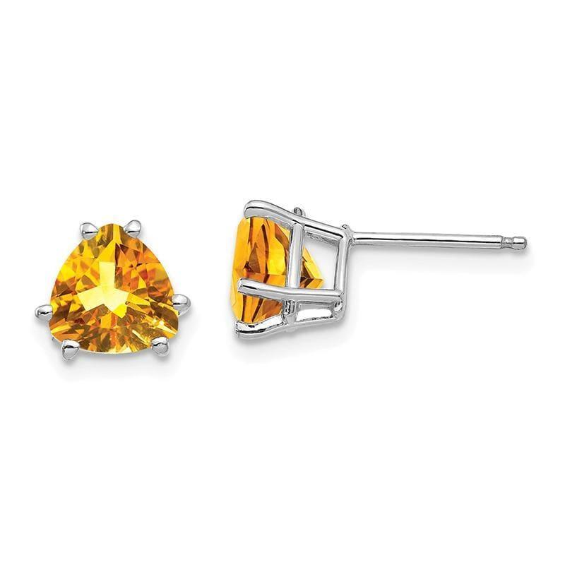 14k White Gold Citrine Trillion Stud Earrings - Seattle Gold Grillz