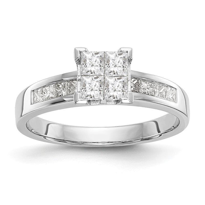 14K White Gold Complete Diamond Cluster Engagement Ring - Seattle Gold Grillz