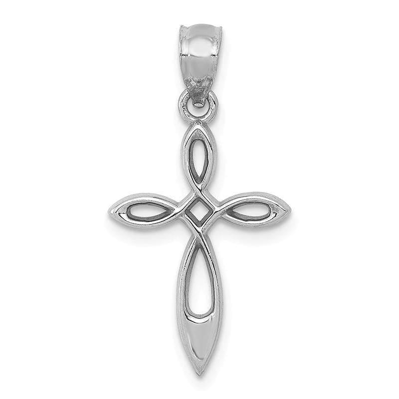 14k White Gold Cross Pendant. Weight: 0.67, Length: 23, Width: 13 - Seattle Gold Grillz