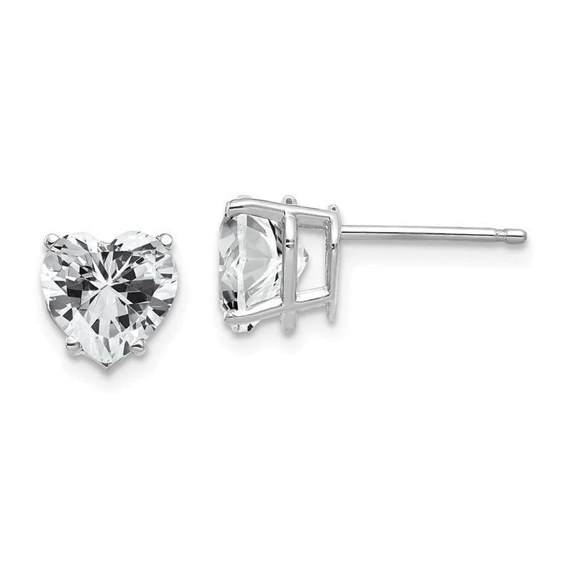 14k White Gold Cubic Zirconia Heart Stud Earrings - Seattle Gold Grillz