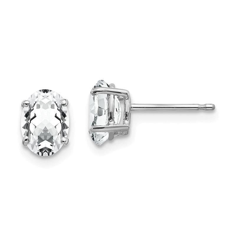 14k White Gold Cubic Zirconia Oval Stud Earring - Seattle Gold Grillz