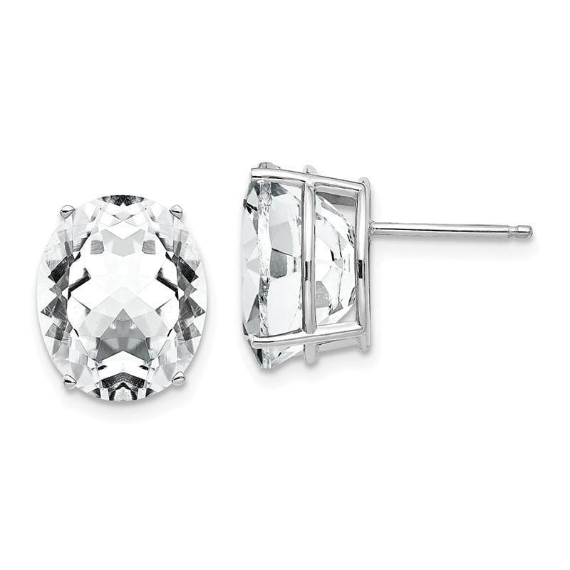 14k White Gold Cubic Zirconia Oval Stud Earrings - Seattle Gold Grillz