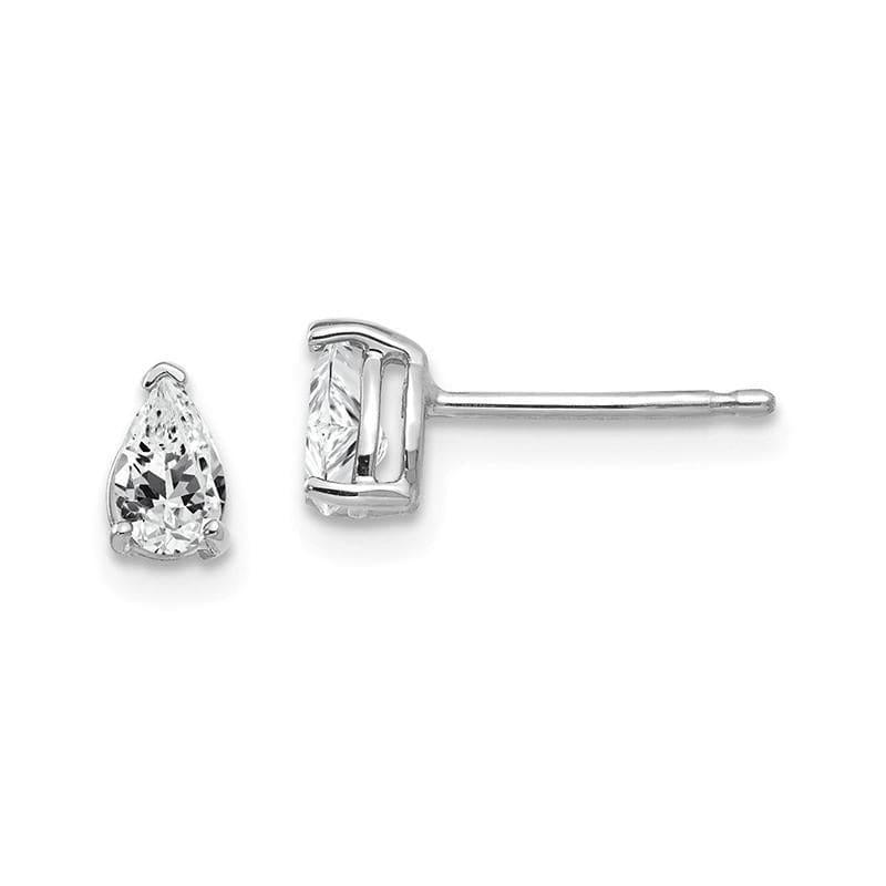 14k White Gold Cubic Zirconia pear stud earring - Seattle Gold Grillz