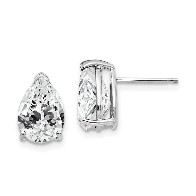 14k White Gold Cubic Zirconia Pear Stud Earrings - Seattle Gold Grillz