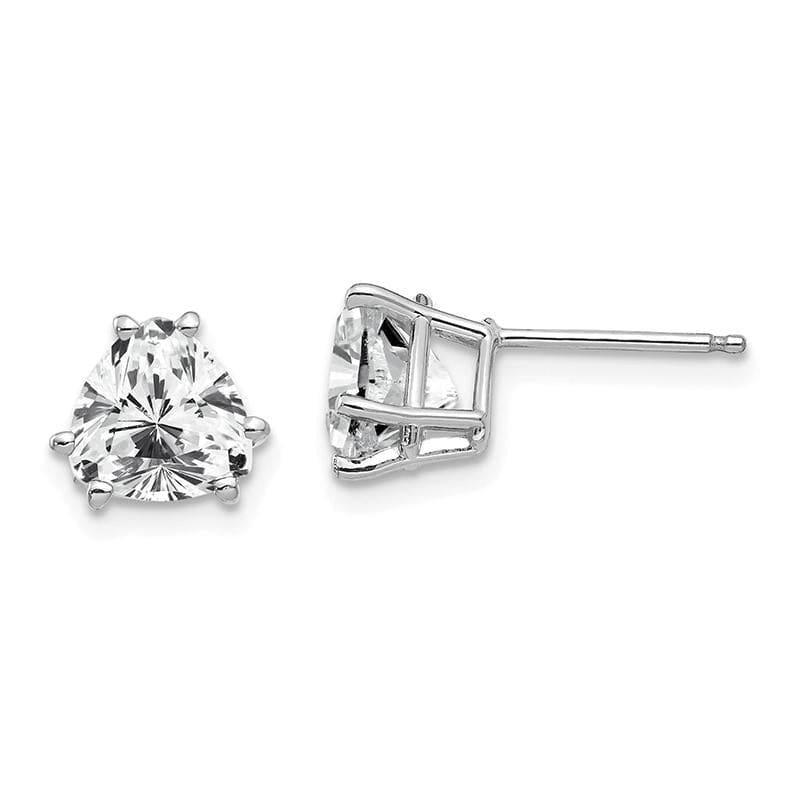 14k White Gold Cubic Zirconia Trillion Stud Earrings - Seattle Gold Grillz