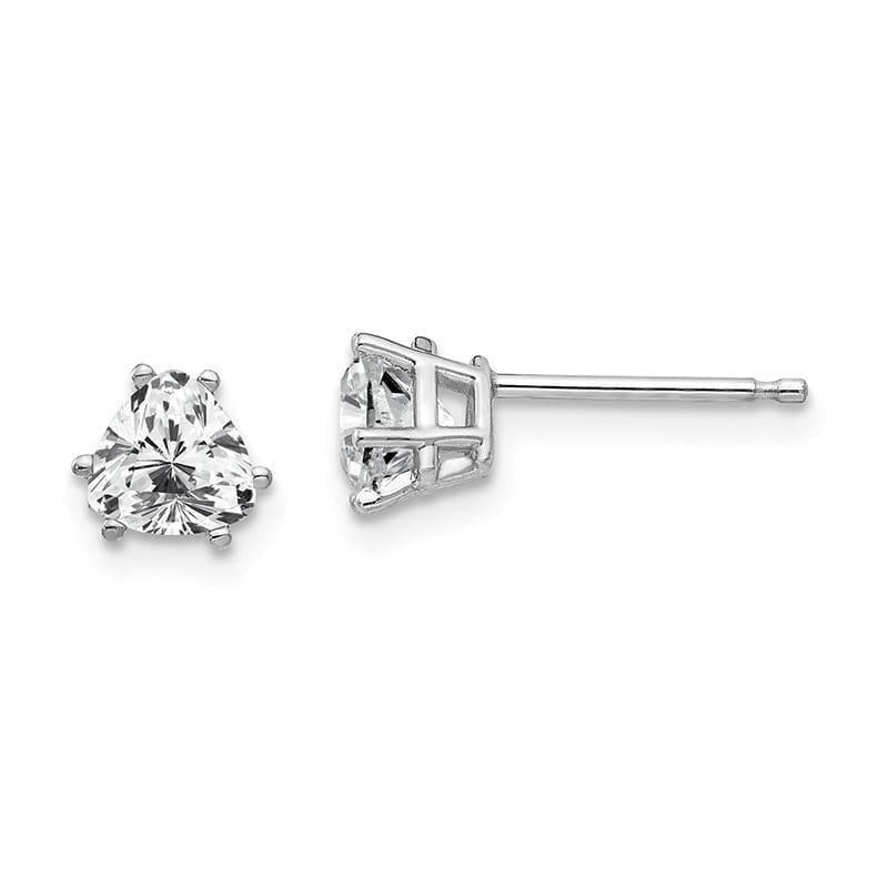 14k White Gold Cubic Zirconia Trillion Stud Earrings - Seattle Gold Grillz