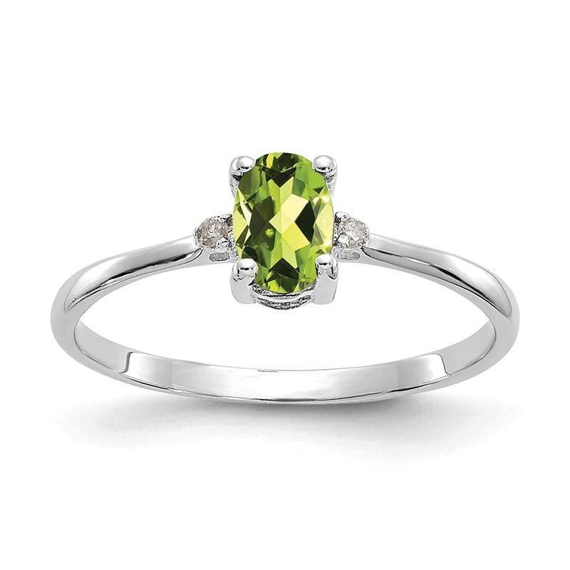 14k White Gold Diamond & Peridot Birthstone Ring - Seattle Gold Grillz