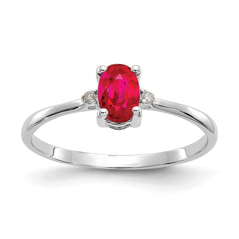 14k White Gold Diamond & Ruby Birthstone Ring - Seattle Gold Grillz