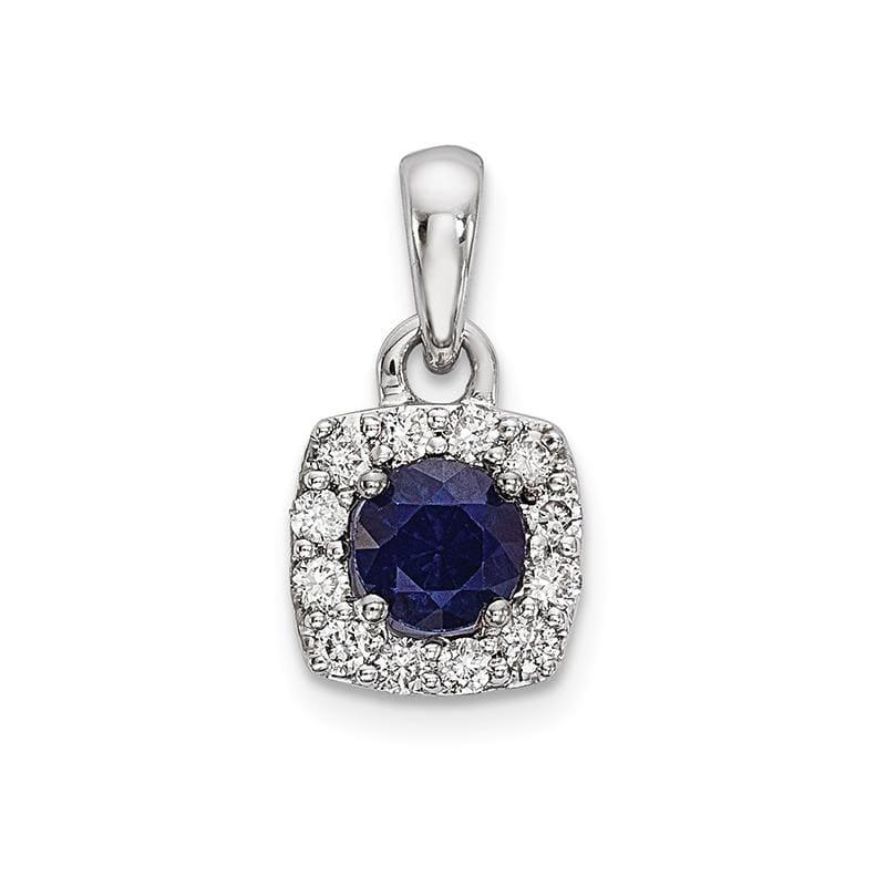 14k White Gold Diamond & Sapphire Pendant - Seattle Gold Grillz