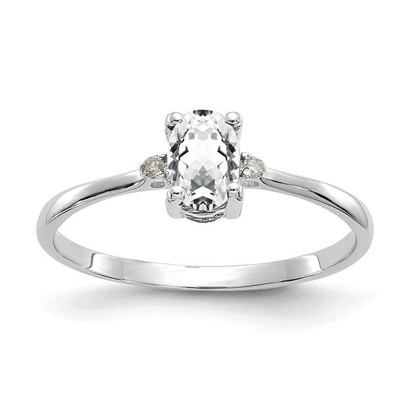 14k White Gold Diamond & White Topaz Birthstone Ring - Seattle Gold Grillz