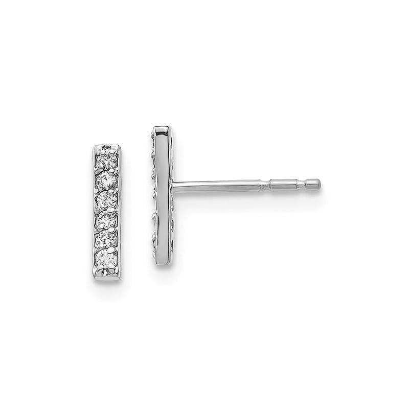 14k White Gold Diamond Bar Earrings - Seattle Gold Grillz