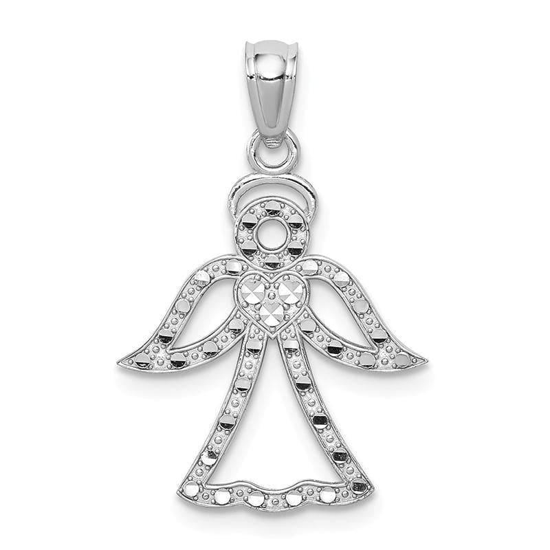 14k White Gold Diamond-cut Angel Pendant - Seattle Gold Grillz