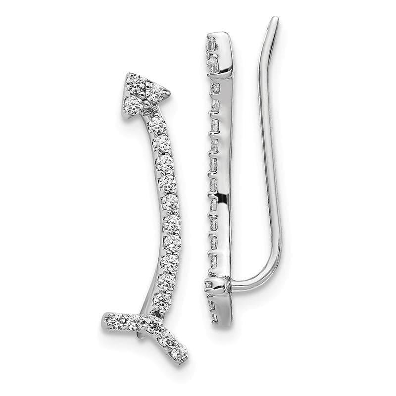 14k White Gold Diamond Ear Climber Earrings - Seattle Gold Grillz